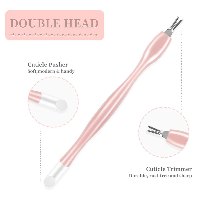 heemeei 50Pcs Nail Cuticle Trimmer Rubber Nail Cleaner, Plastic Handle Cuticle Knife, Double End Nail Dead Skin Fork Cuticle Pusher Bulk Nail Art Cuticle Remover Tools for Girls Women and Men-Rose… - Image 3